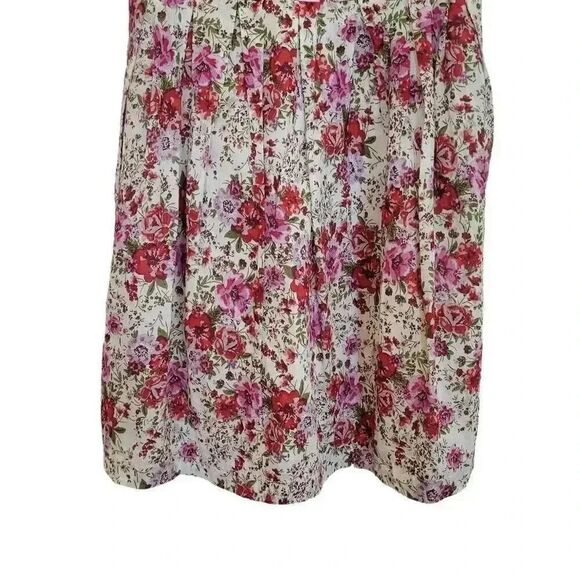 Forever 21 Women's White, Red & Pink Cotton Floral Sleeveless A-Line Lined Dress - Picture 4 of 11